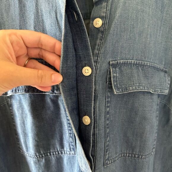 J. Crew Denim Short Sleeve Shirt Dress Mini Size 4 - Picture 3 of 5